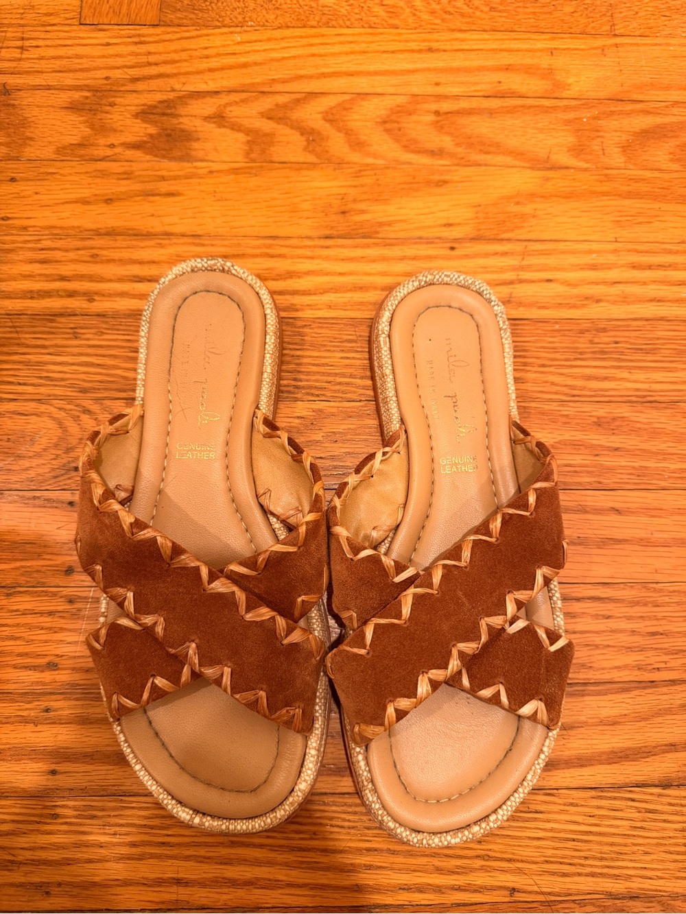brown suede and rattan sandals!
